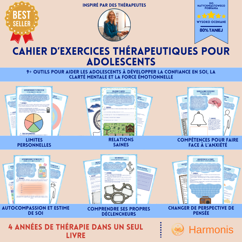 Cahier d’exercices De Thérapie pour Adolescents - Plus De 9+ Outils Approuvés Par Des Thérapeutes Qui Aident À Développer La Confiance En Soi, La Clarté Mentale Et La Force Émotionnelle Tout En Soutenant Le Développement Des Adolescents